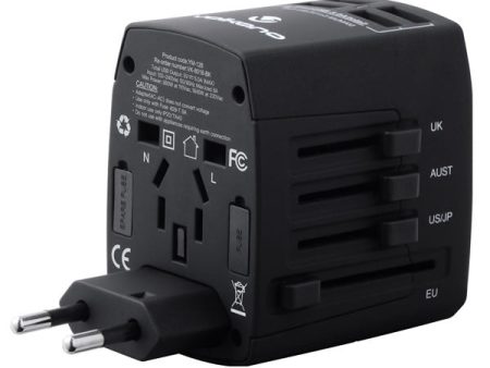 Volkano Worldwide Series PD 20W + QC Travel Adapter plug with 4 USB Charge Ports - Black Cheap